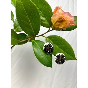 Vintage Black Cat Enamel Earrings